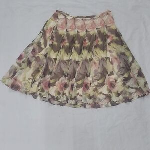 Silk Bubble Mini Skirt Pleated Lined Floral Print Fairycore Watercolor Pink